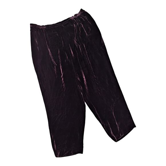 Vtg 1990s Elisabeth Brown Silk Blend Velvet Straight Leg High Rise Pants 20 - Picture 2 of 5